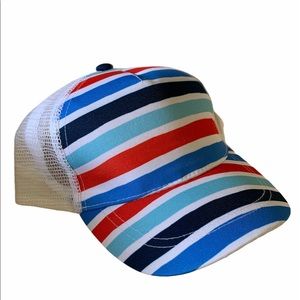 Kids Baseball Cap Hat Red White Blue Stripe Snap